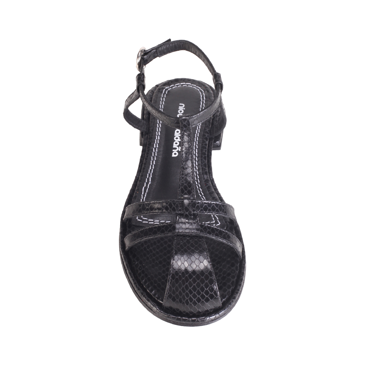 Nicole saldaña black leather flat sandals