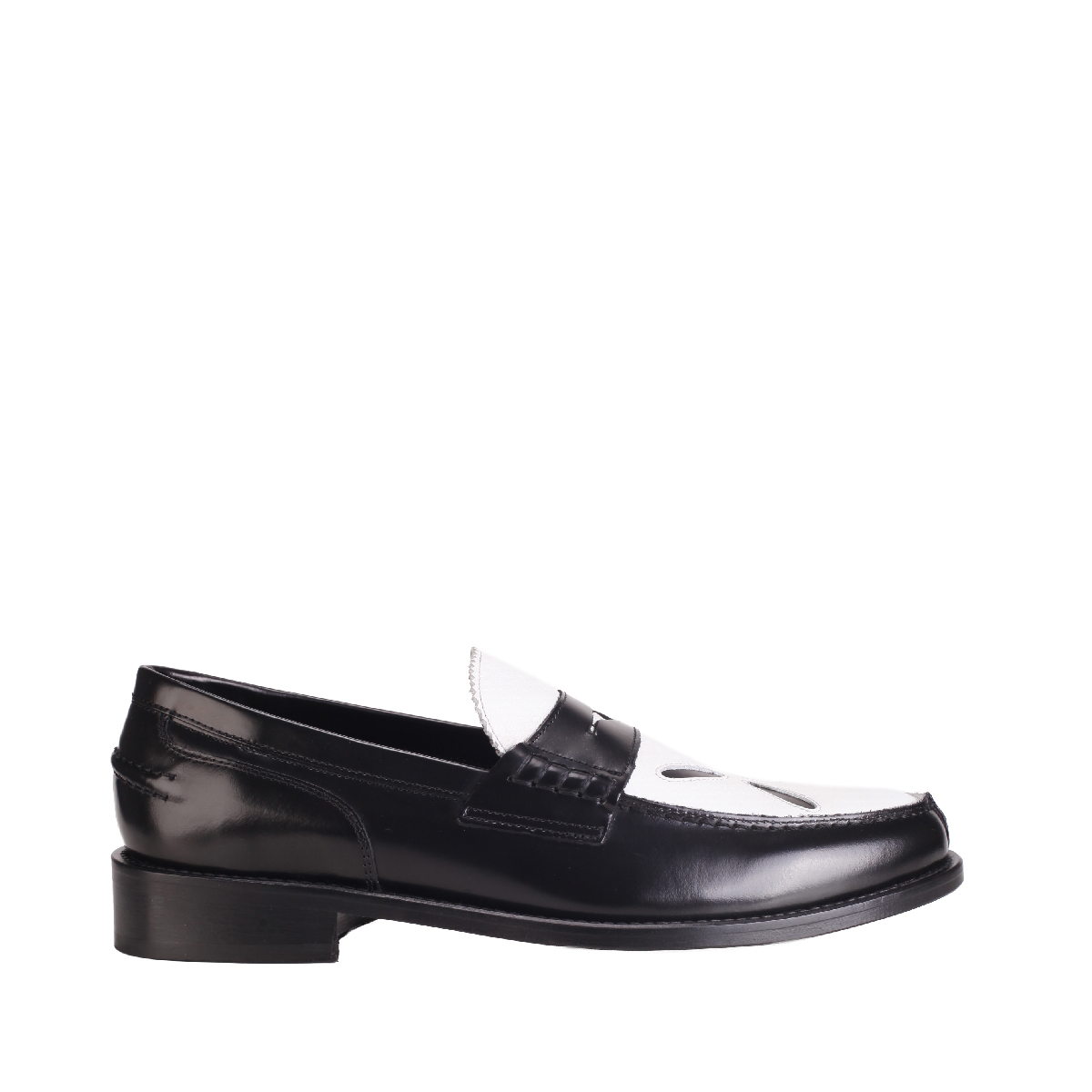 Stefan Cooke black white leather loafer shoes man  