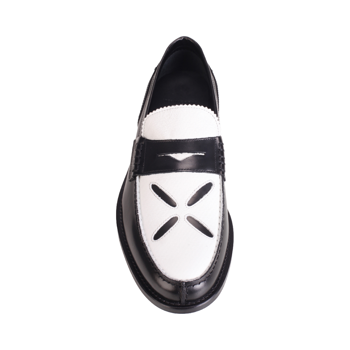  Stefan Cooke black white leather loafer shoes man  