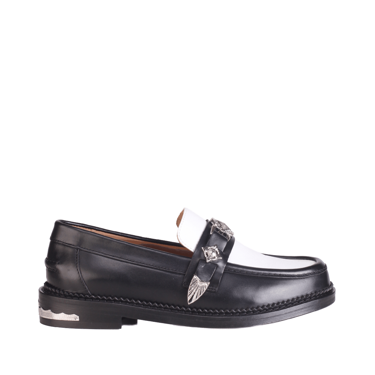  Toga Pulla AJ1041 black white leather loafer women