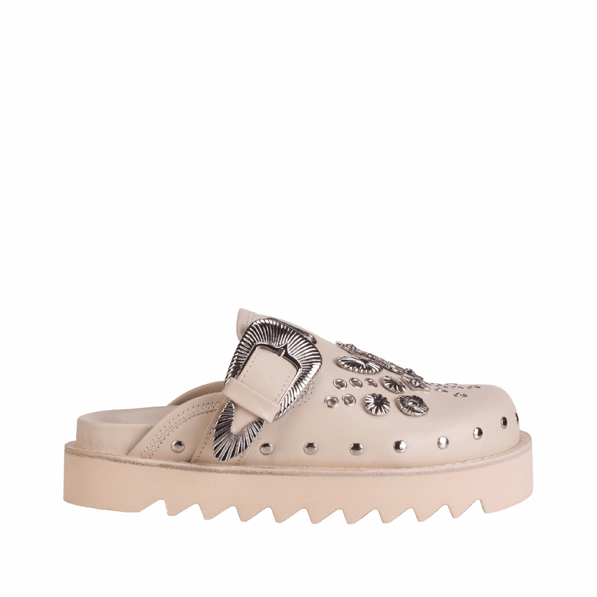 AJ1058 Leather Clogs off white women