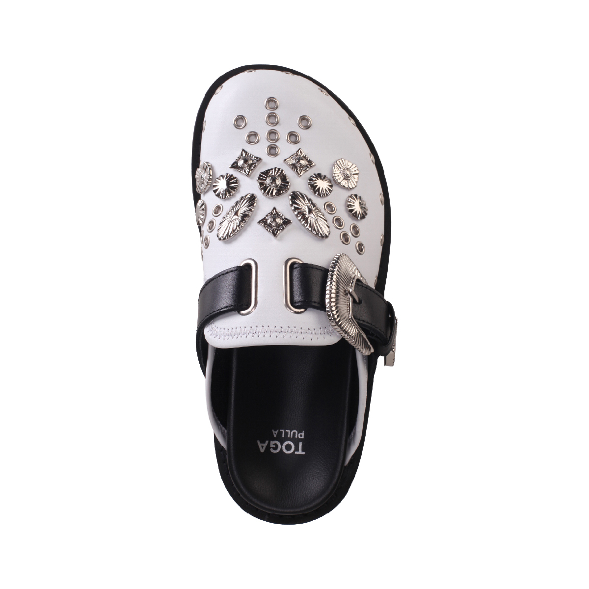  AJ1058 Leather Clogs black white women 