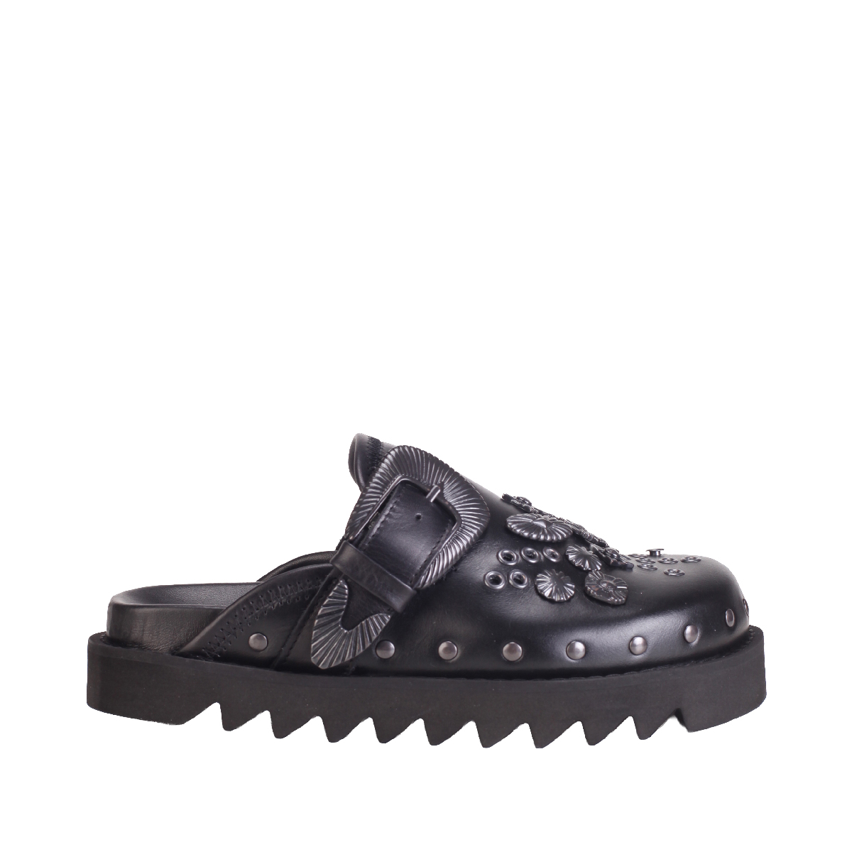 AJ1058 Leather Clogs all black women 
