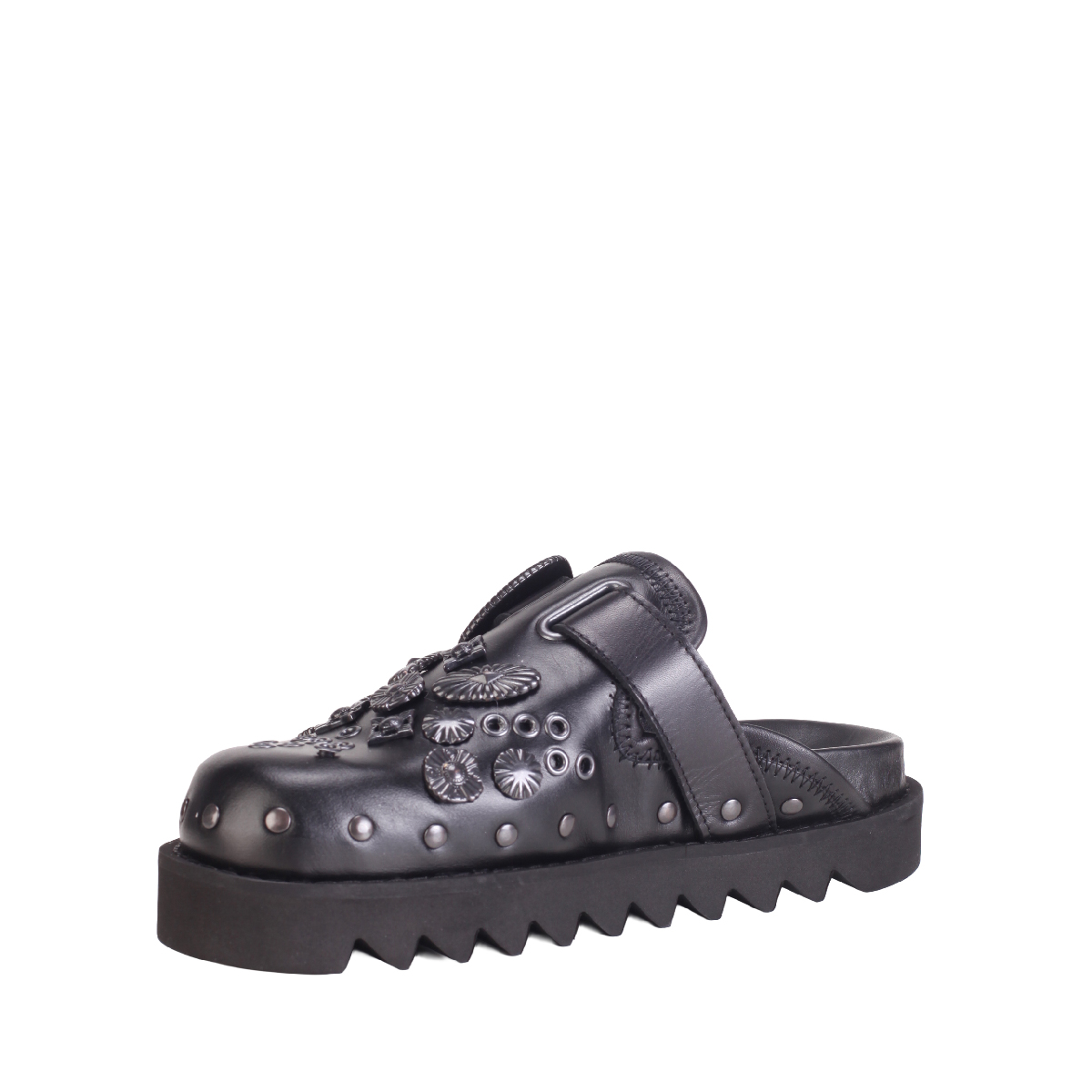  AJ1058 Leather Clogs all black women 