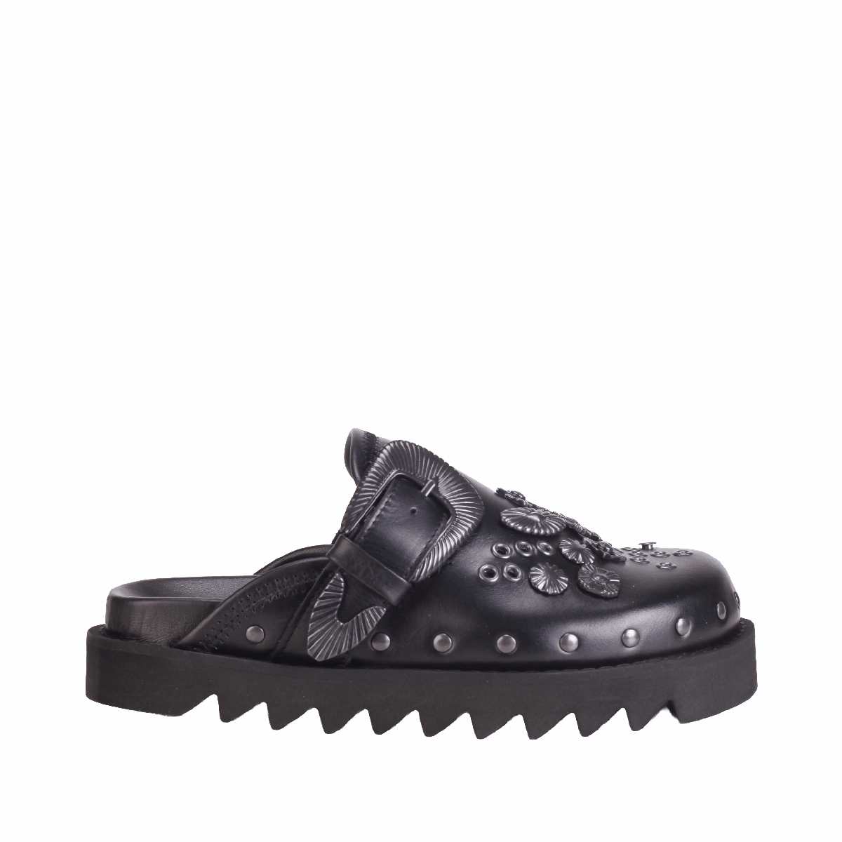 AJ1058 Leather Clogs all black women
