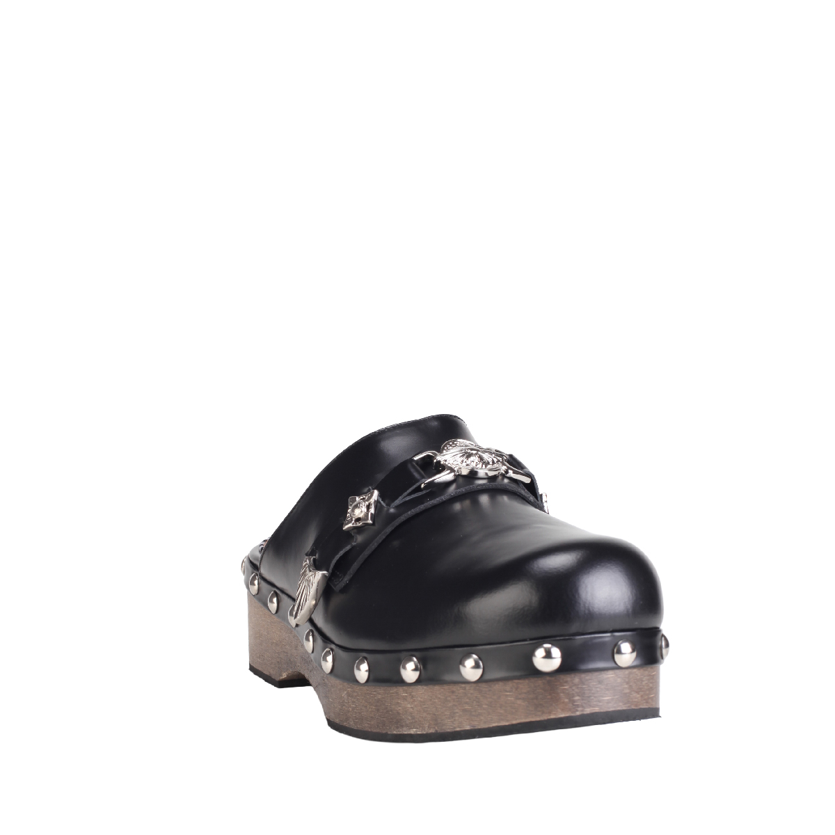  AJ1380 leather clogs black women 