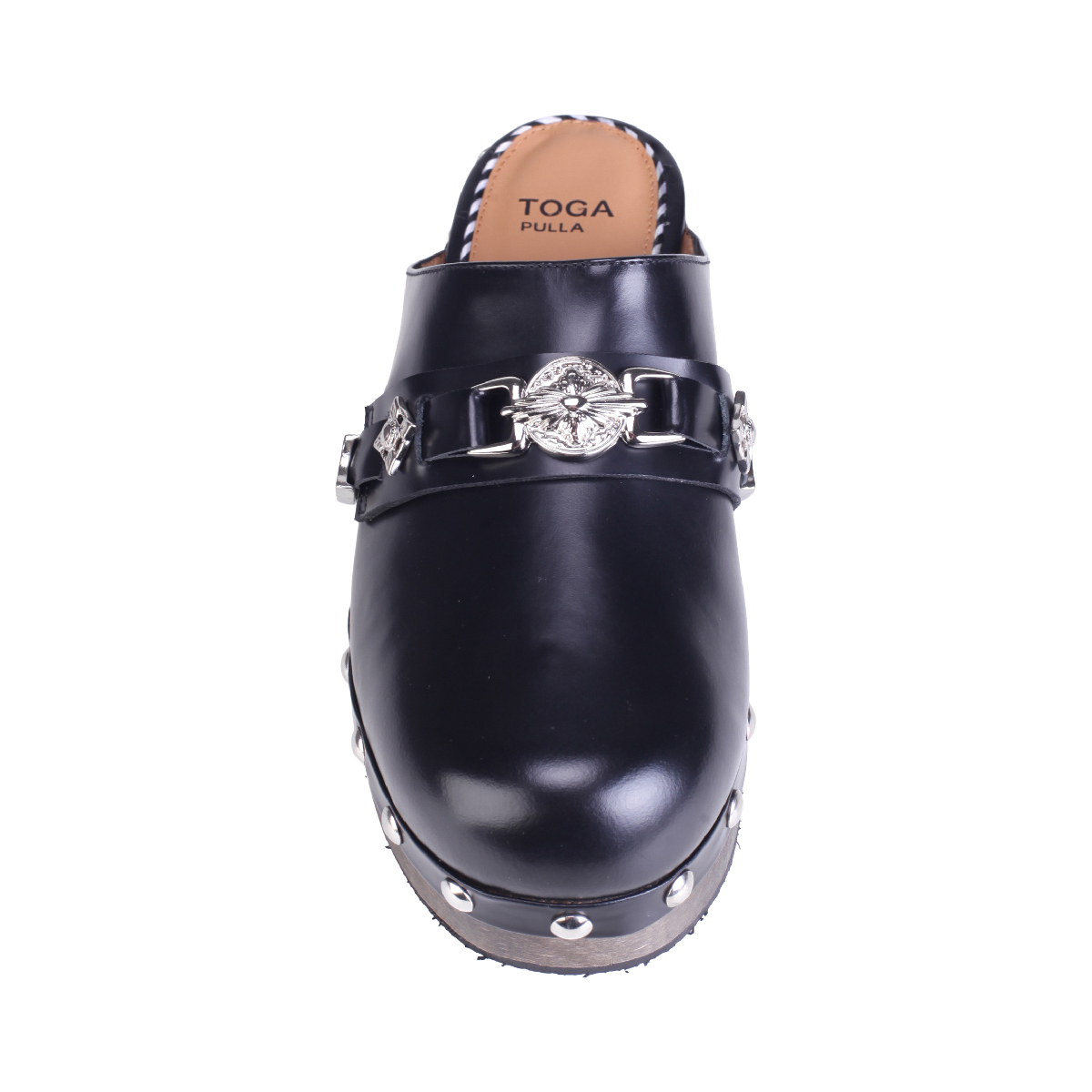  AJ1380 leather clogs black women 