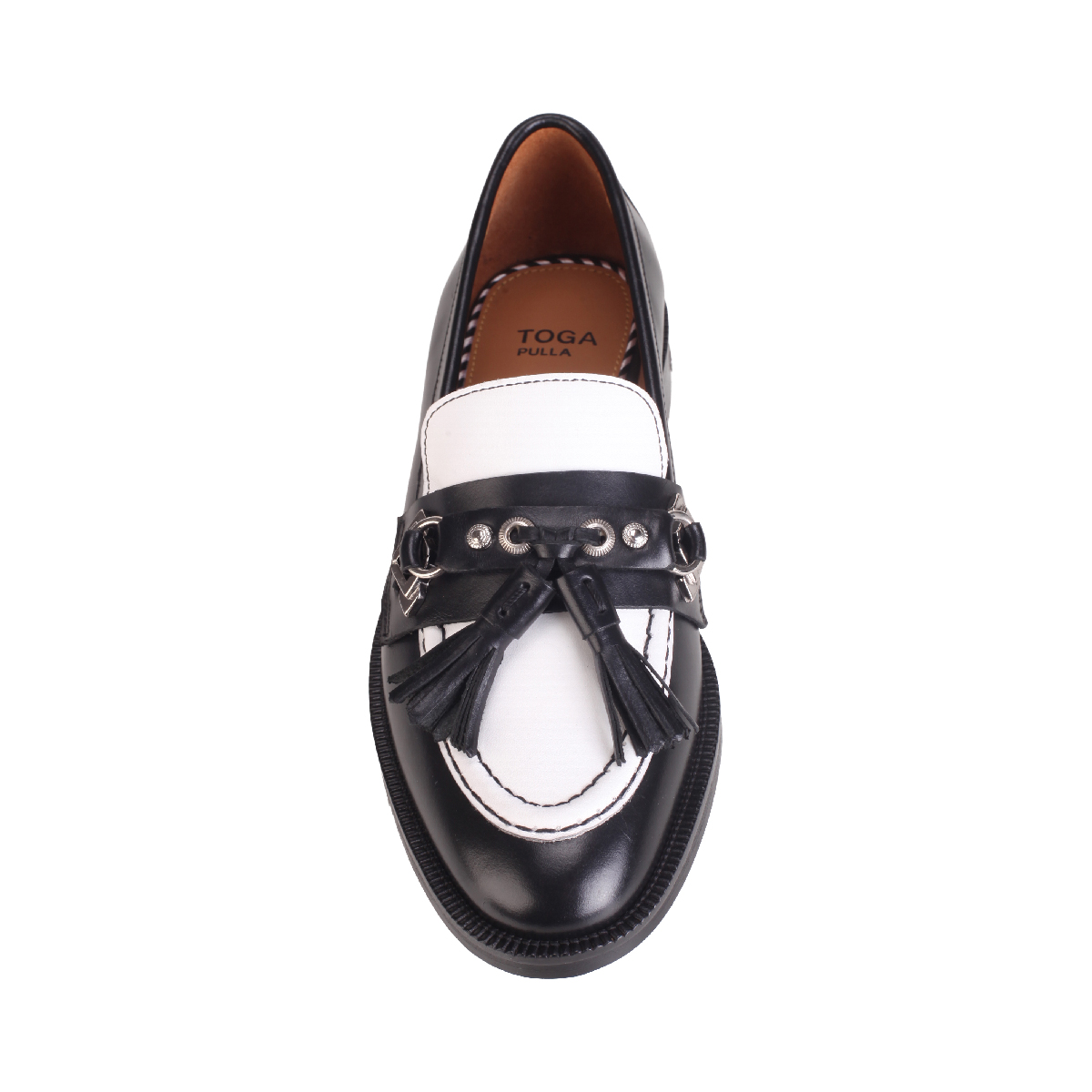 Toga Pulla AJ1414 black white loafer leather woman