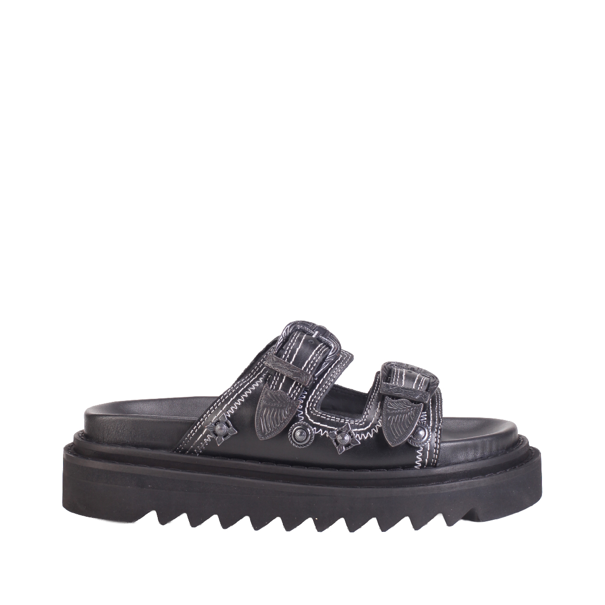 Toga Pulla AJ1432 Black leather sandals woman 