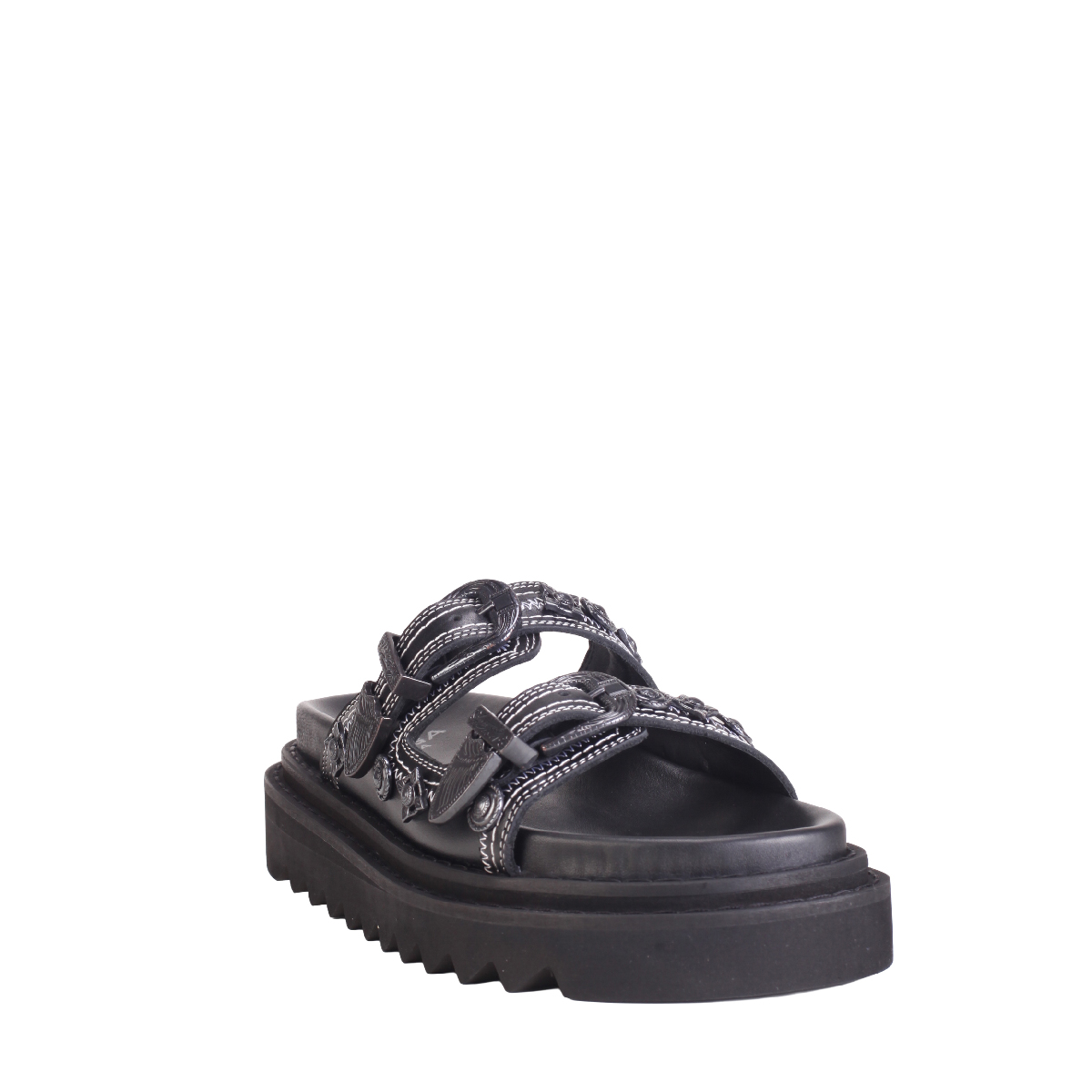  Toga Pulla AJ1432 Black leather sandals woman 