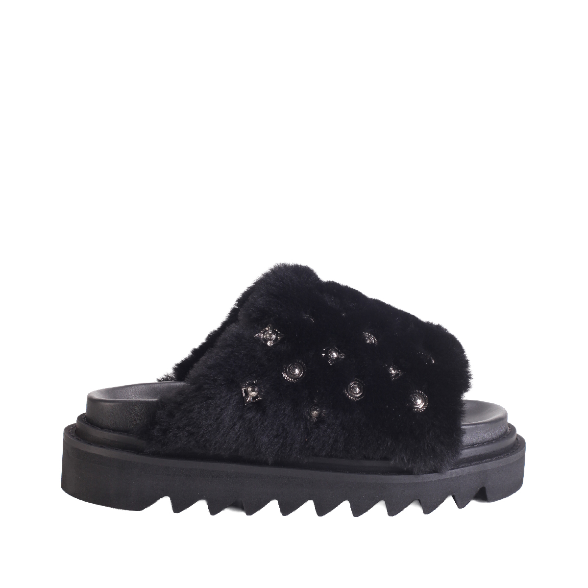 Toga Pulla AJ1433 Black Fur sandals woman 