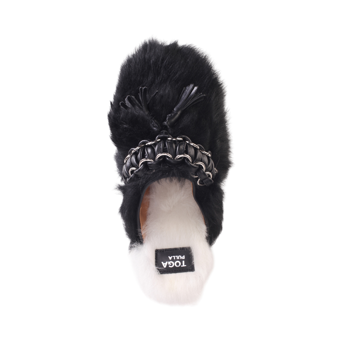  Toga Pulla AJ1440 black white fur mule woman 