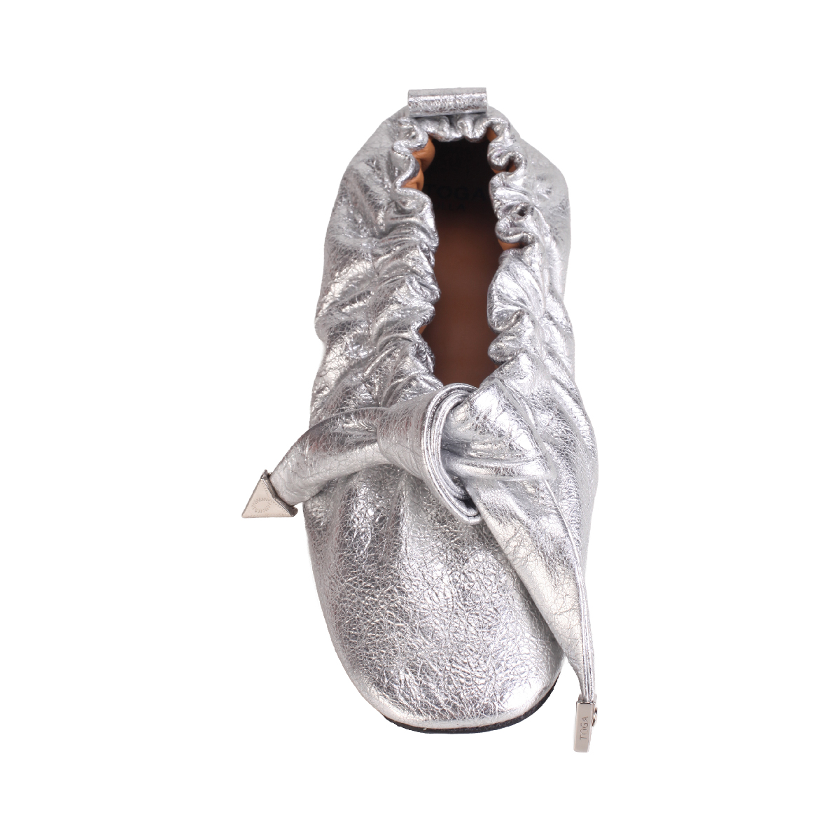Toga Pulla aj1454 silver soft leather ruched ballerina women