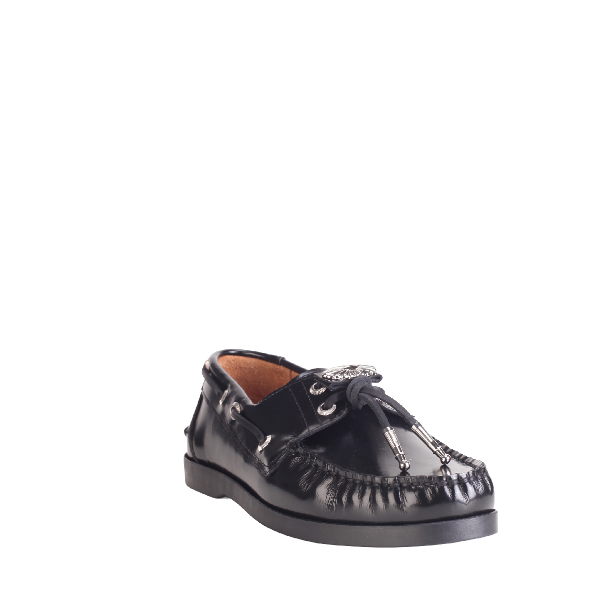  toga pulla aj1484 black leather flat boat shoes woman 