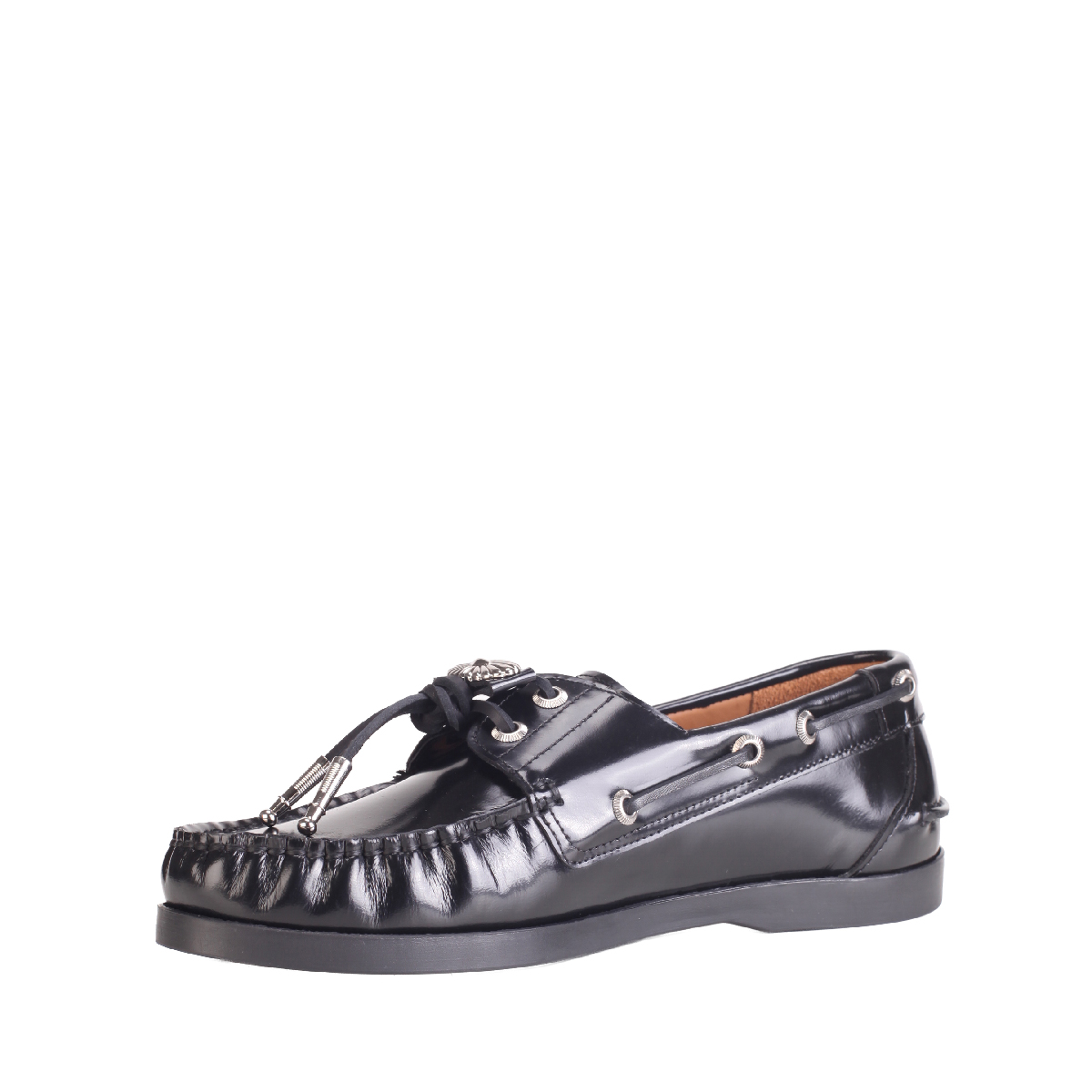  toga pulla aj1484 black leather flat boat shoes woman 