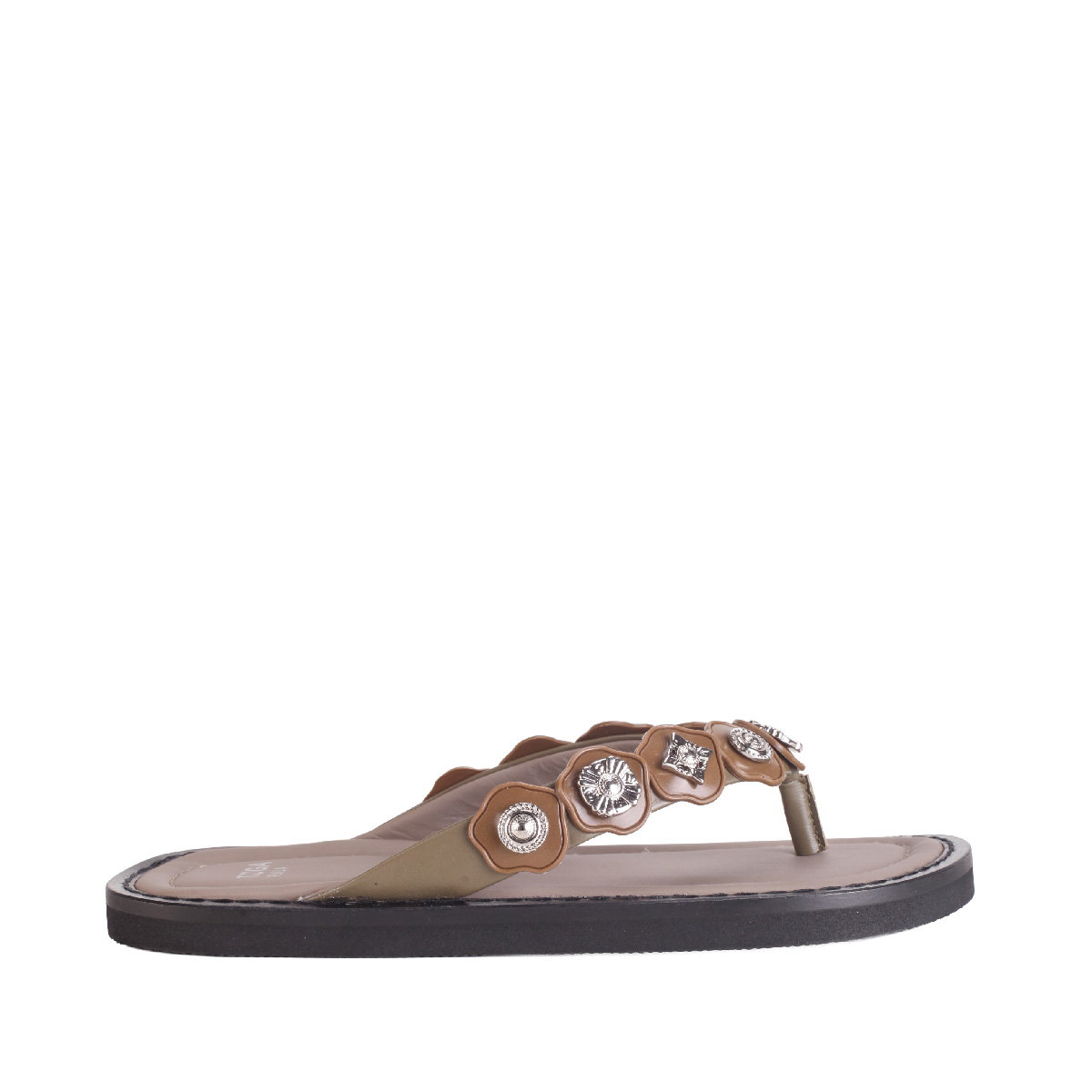 Toga Pulla khaki leather stud sandals woman
