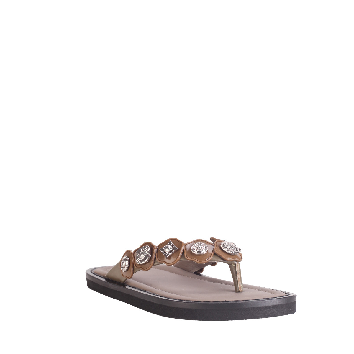Toga Pulla khaki leather stud sandals woman