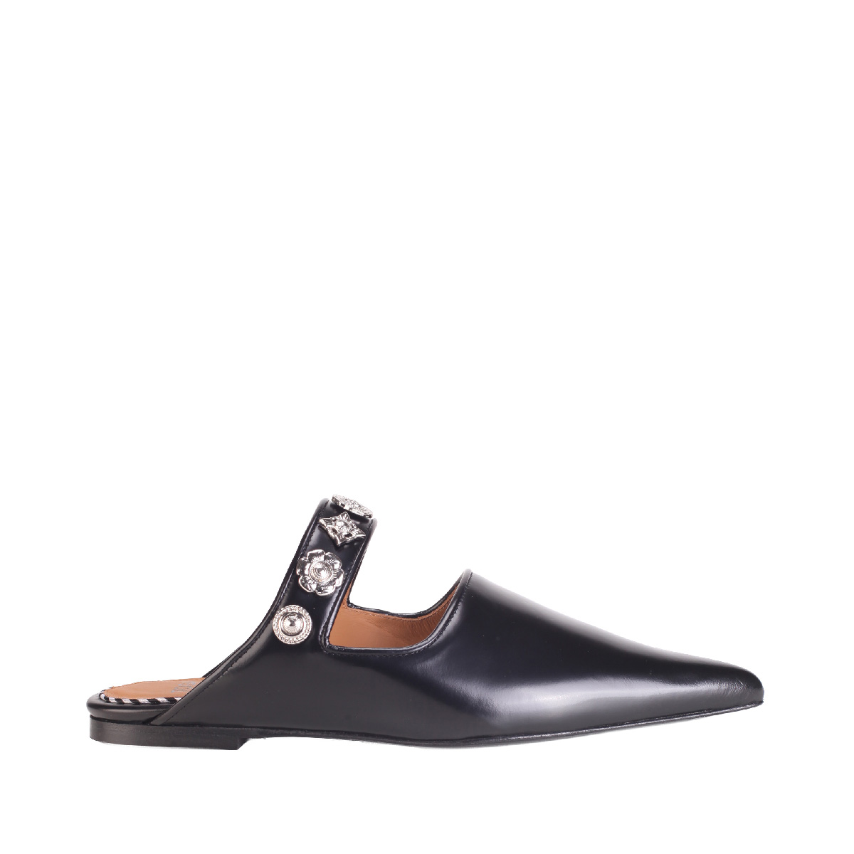Toga Pulla black leather classic mules woman