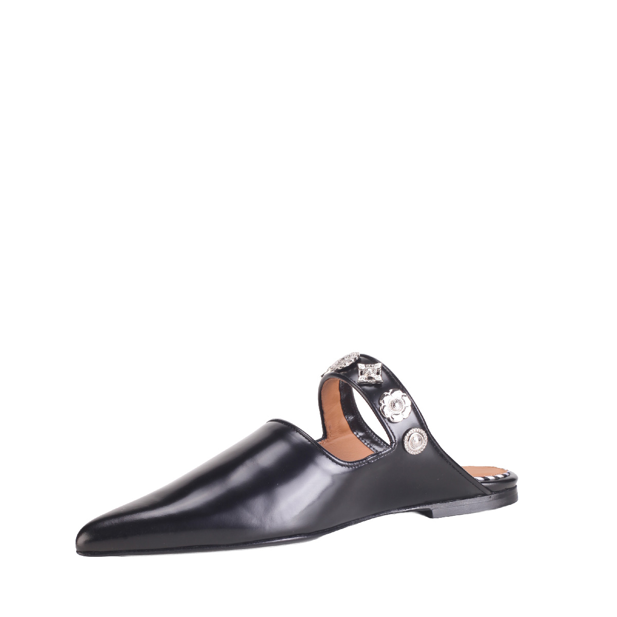 Toga Pulla black leather classic mules woman