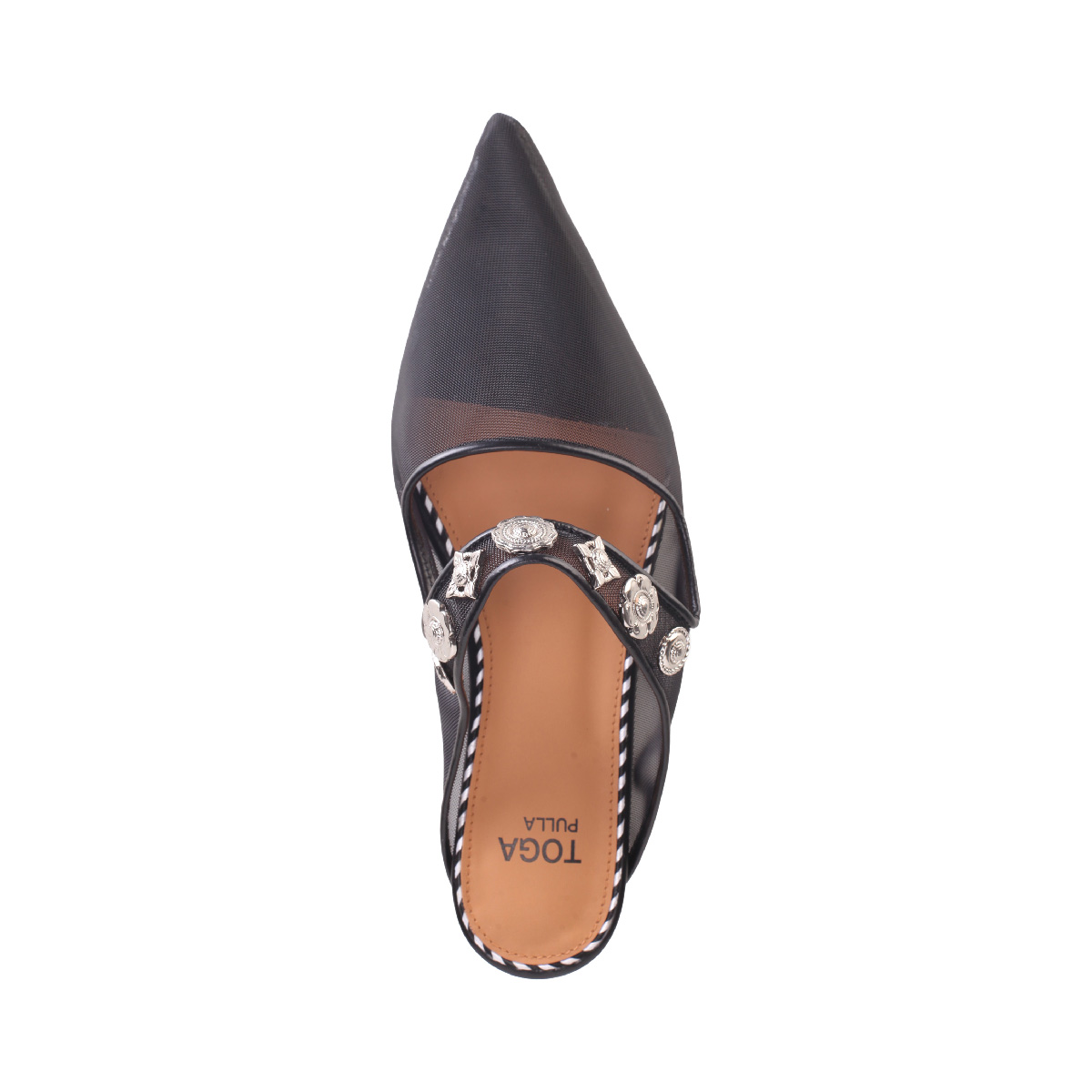 Toga Pulla black mesh classic mules woman