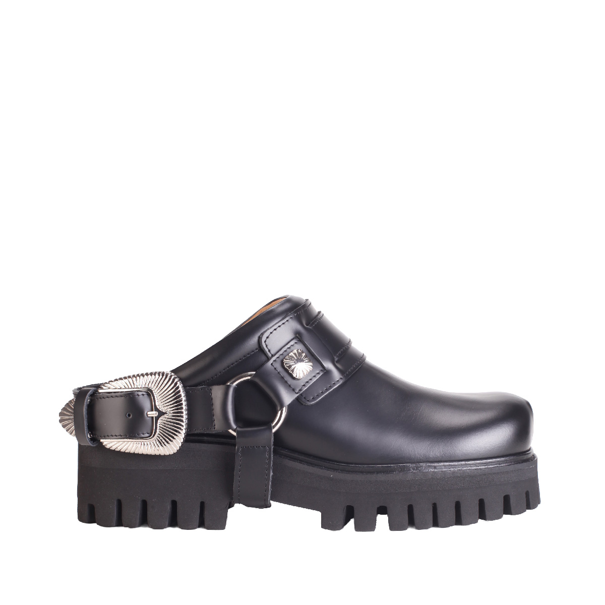 Toga Pulla leather black mules woman