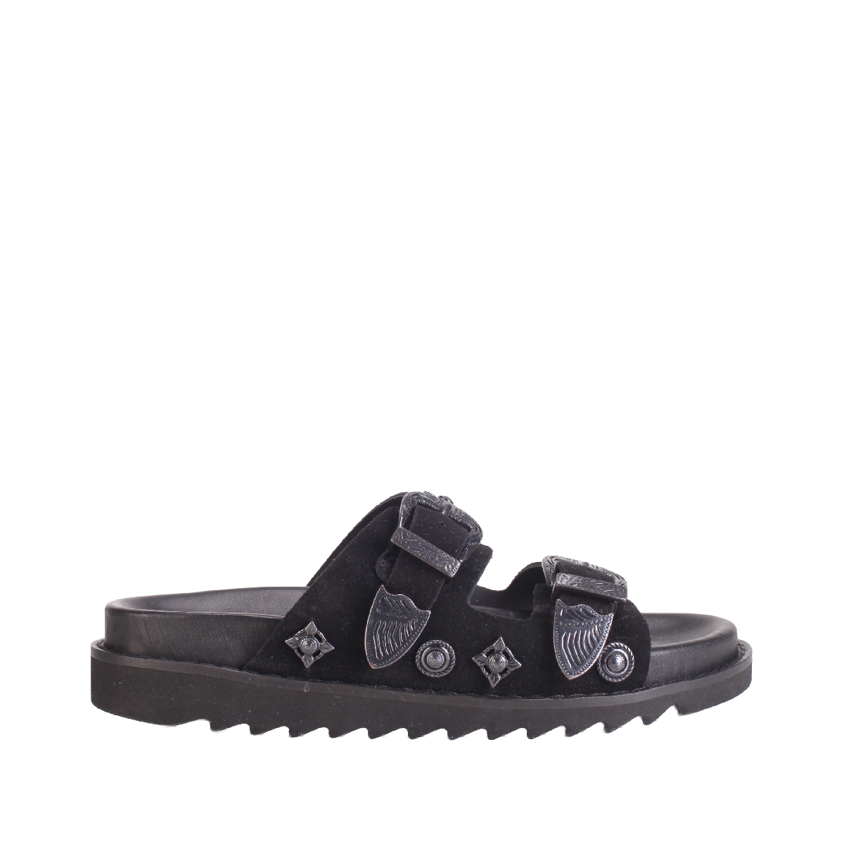 Toga Pulla AJ844 all black suede sandals 
