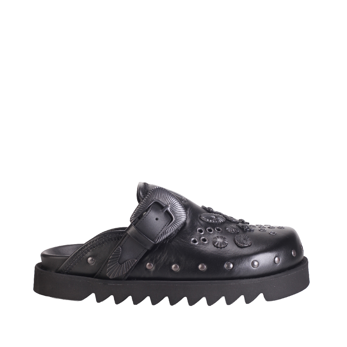 AJ1066 Leather Slippers all Black men 