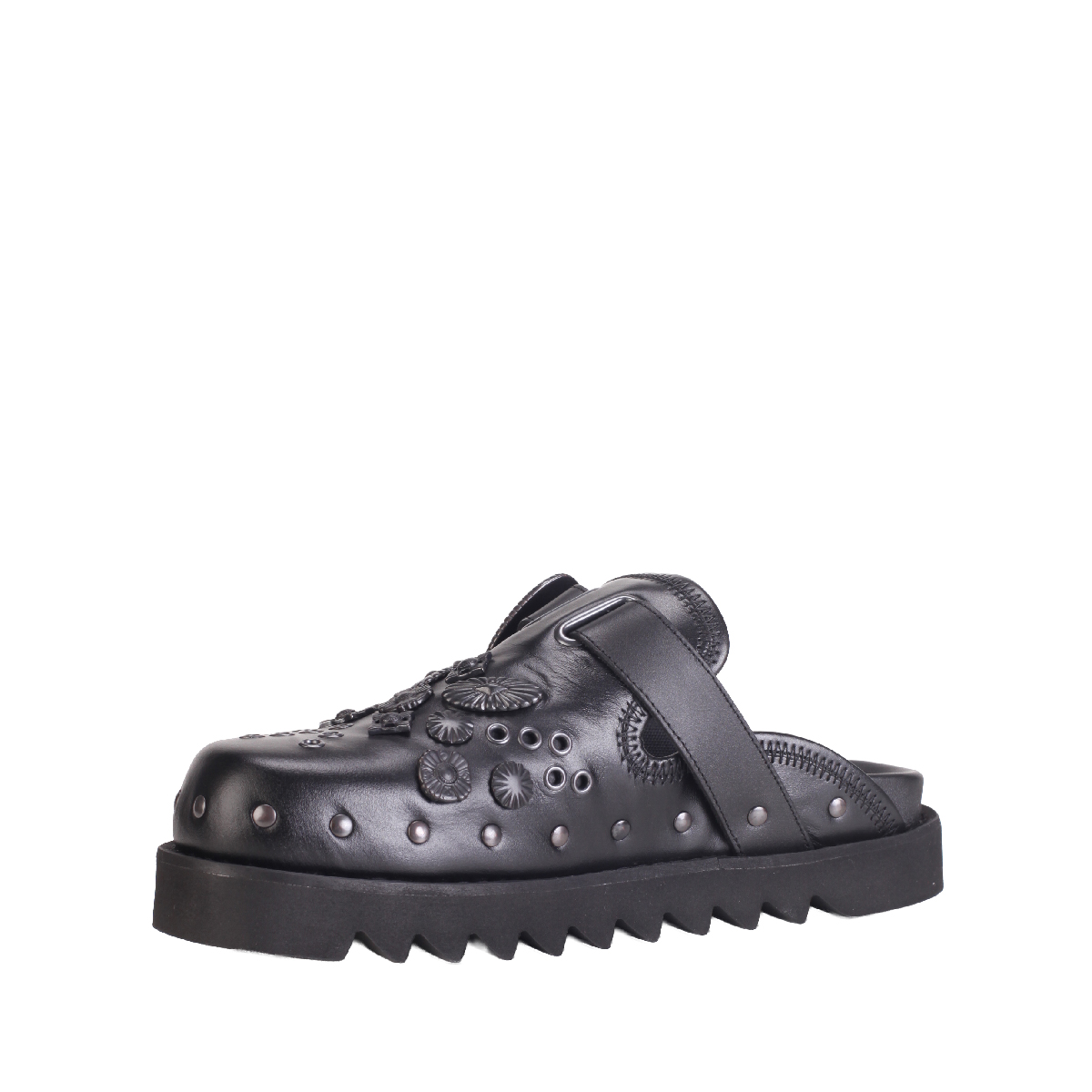  AJ1066 Leather Slippers all Black men 