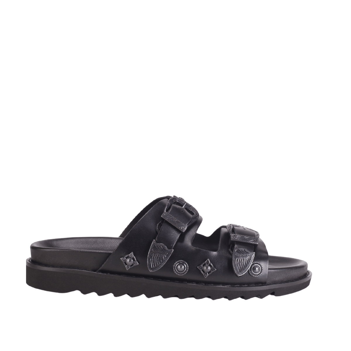  AJ830 Leather Sandals all black mens