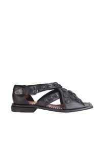Toga Pulla AJ1270 all black leather sandals 