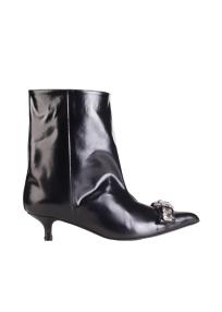 Toga pulla aj1458 black leather boots kitten heel woman 