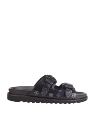 AJ830 Leather Sandals all black mens 